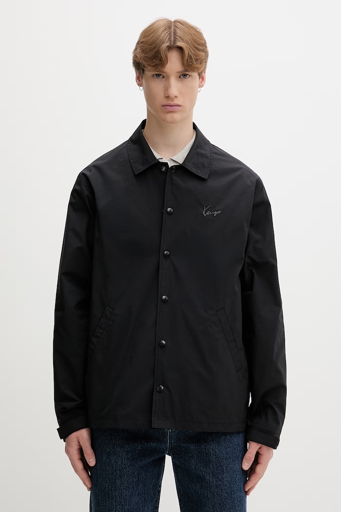 Kenzo geacă de tranziție pentru bărbați, cu bumbac negru FG65BL0619NI