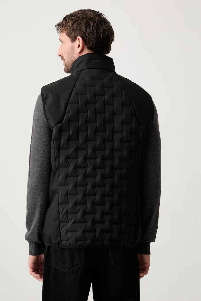 Oblečení BOSS Green pánské OW_T-Down Vest 50561386 černá