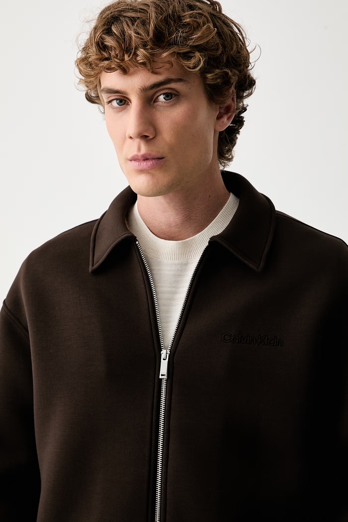 Calvin Klein μπλούζα με κουμπιά ανδρική καφέ LV04RG227G