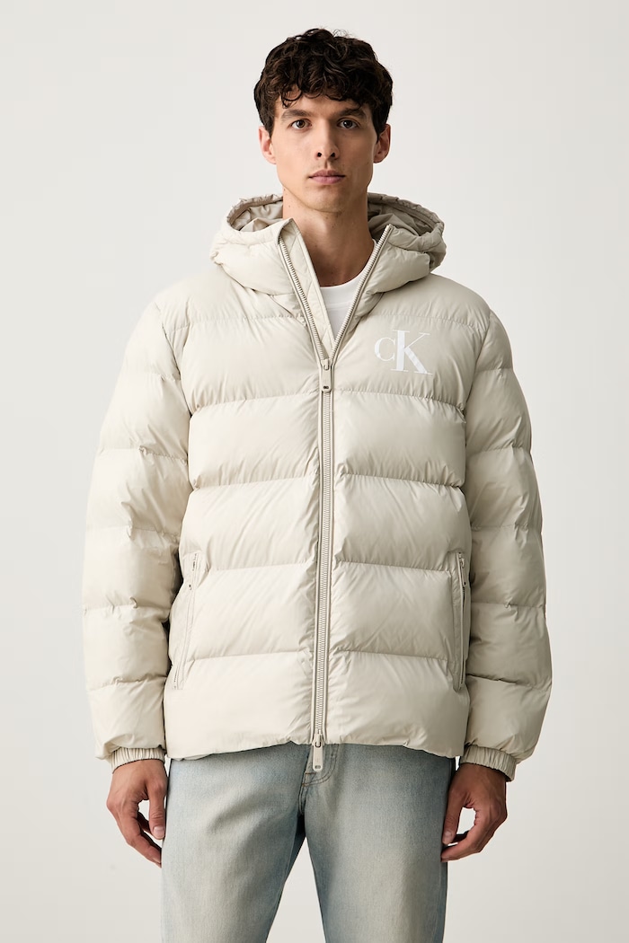 Calvin Klein Jeans prešívaná bunda pánska béžová LV04RG513G