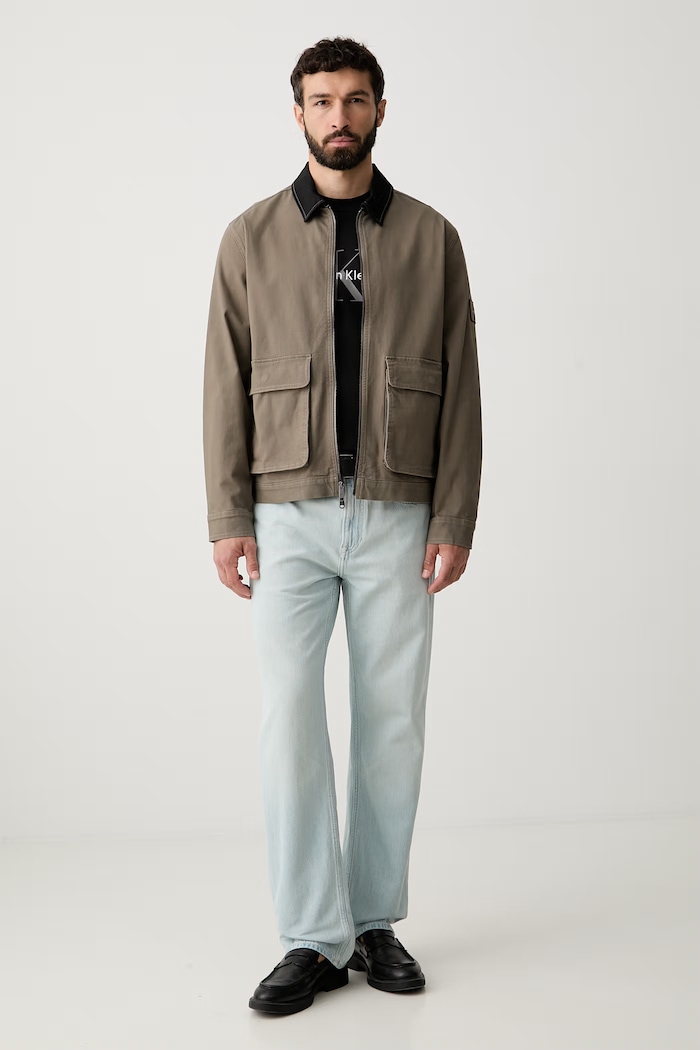 Calvin Klein Jeans prehodna jakna moška z bombažem LV04RG400G rjava AW26
