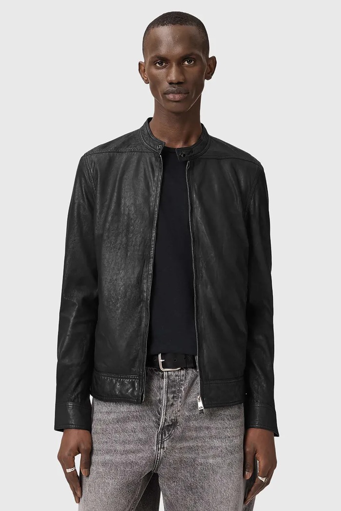 AllSaints pánska kožená bunda COLT čierna M084LB
