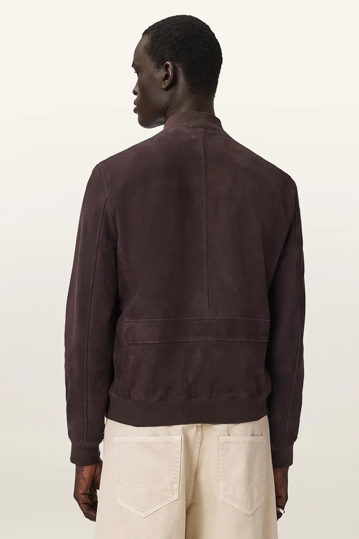 AllSaints Bomberka męska zamszowa MORTEN M050LE bordowy AW26