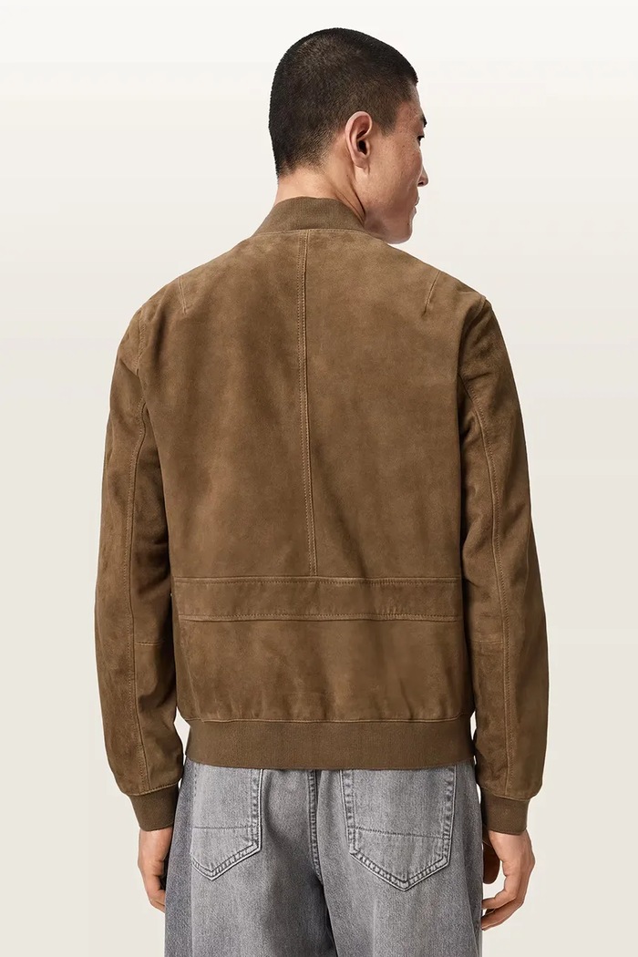 AllSaints bomberka męska zamszowa MORTEN M050LE brązowy AW26