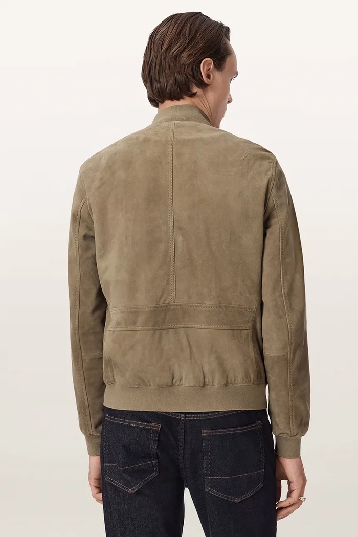 AllSaints Bomberka męska zamszowa MORTEN M050LE zielony AW26