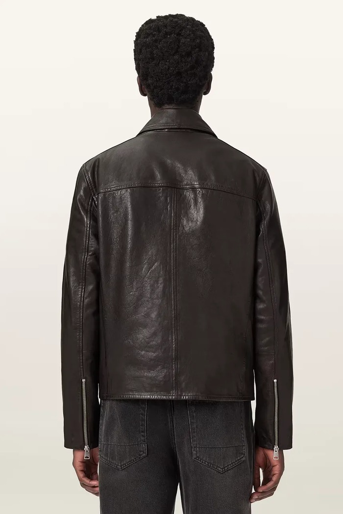 AllSaints kurtka przejściowa męska skórzana TUNE M042LE brązowy AW26