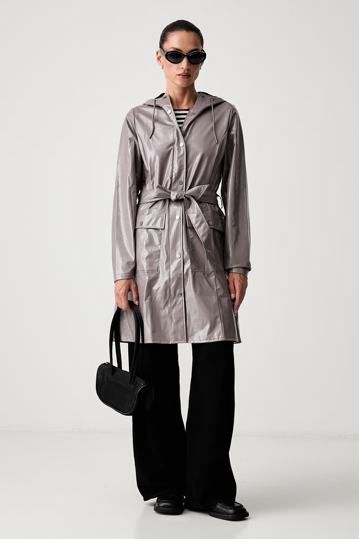 Rains kurtka przejściowa damska Curve Long Jacket W3 18130.194 brązowy AW26
