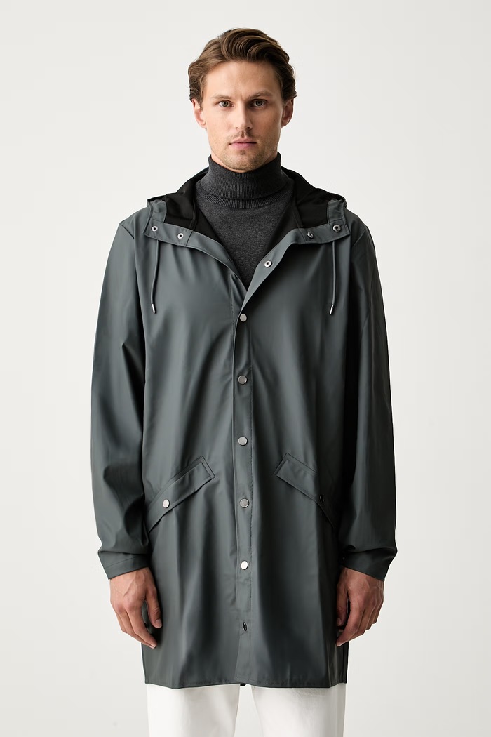 Rains kurtka przeciwdeszczowa Long Jacket W3 12020.153 szary AW26