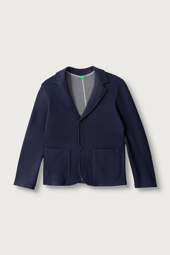 United Colors of Benetton Marynarka dziecięca z bawełną granatowy 3F1YC600H.G.Reproposal