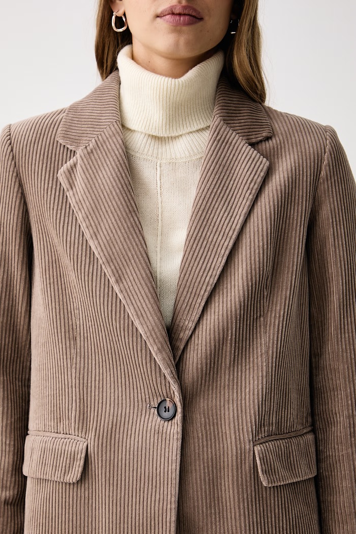 Giacca monopetto da donna in velluto a coste Sisley 29L0LW04K beige