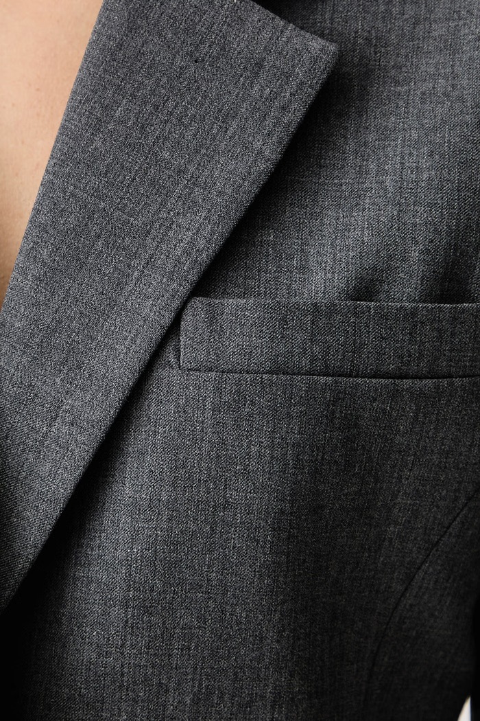 Marynarka jednorzędowa damska z dodatkiem wełny MAGALL BLAZER GRIS Le Privé szary LP00848
