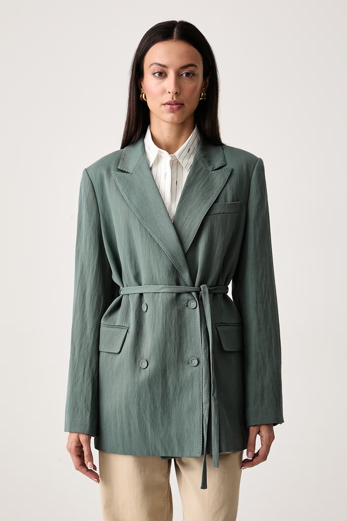 Scotch & Soda Marynarka dwurzędowa damska z lyocellem zielony U9G01699T