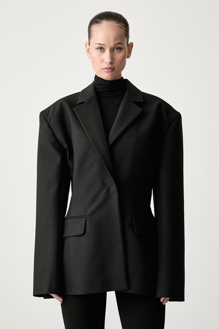 Le Privé Marynarka damska z dodatkiem wełny MAGALL BLAZER NOIR czarny LP00654