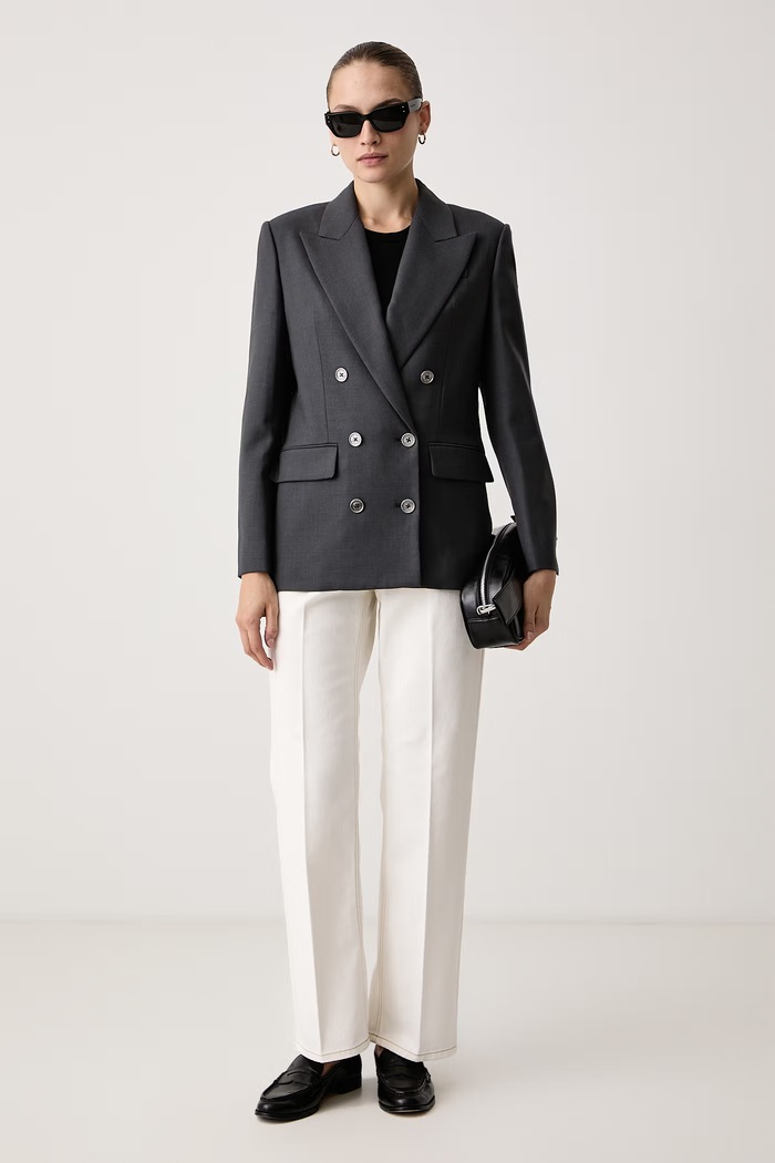 MICHAEL Michael Kors Marynarka damska z wełną MF610C1LF8 szary AW26