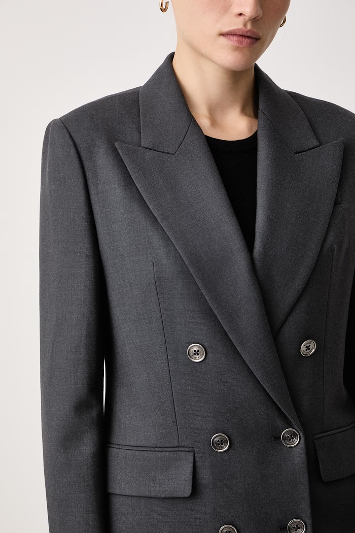 Marynarka damska z wełną MICHAEL Michael Kors MF610C1LF8 szary