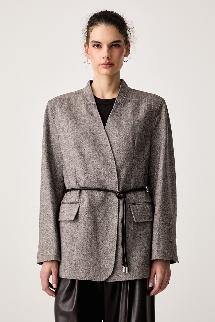 Isabelle Blanche Giacca monopetto da donna con lana marrone IS26FW.J045.T025