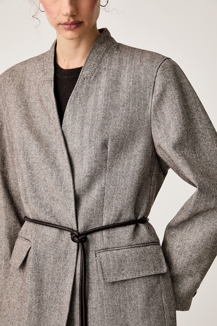Μονόπετο σακάκι γυναικείο με μαλλί Isabelle Blanche IS26FW.J045.T025 καφέ