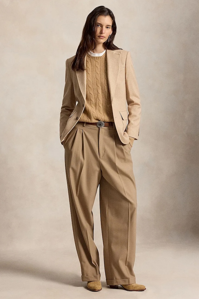 Odzież Polo Ralph Lauren Marynarka damska z wełną 211B26452 beżowy