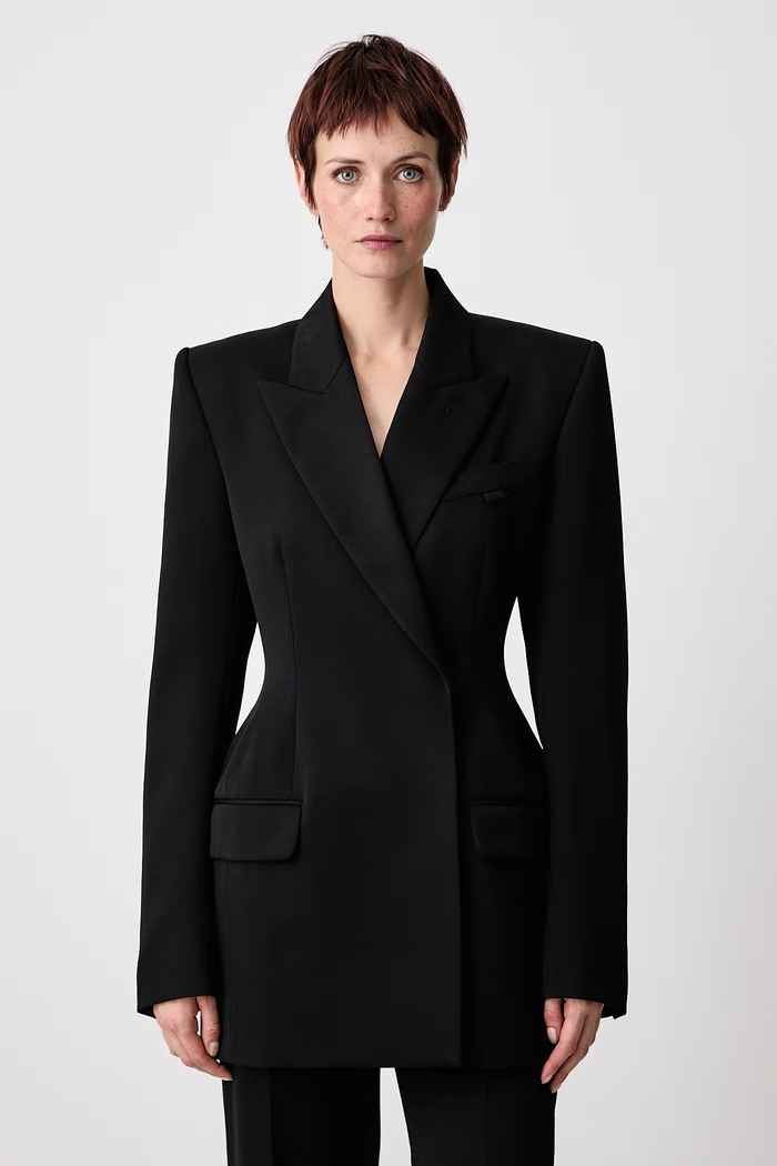 MUGLER Double-breasted suit jacket wool Women's black COM1VE04791020