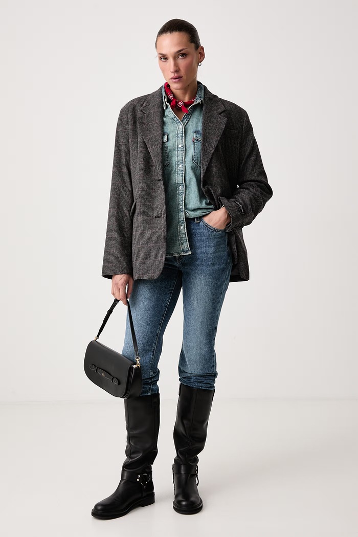 Levi's Jednoredni sako za žene s dodatkom vune LUNA RELAXED 006SD siva AW26
