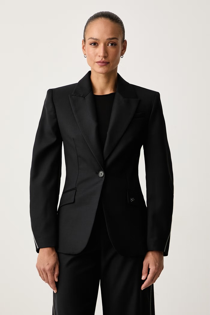 Karl Lagerfeld Marynarka jednorzędowa damska z acetatem czarny B4W14012