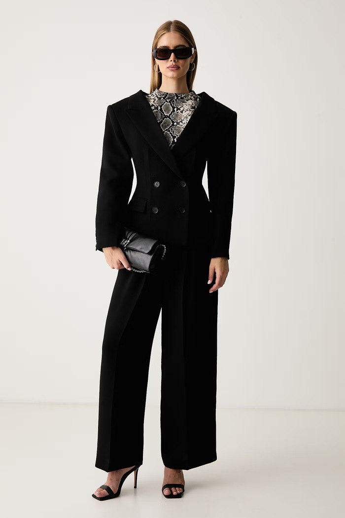 Karl Lagerfeld Сако с двуредно закопчаване дамско с вълна B4W14034 черен AW26