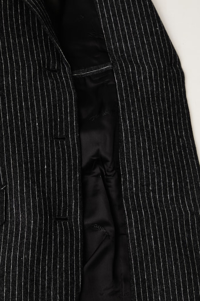 GANNI Pinstripe marynarka jednorzędowa z dodatkiem wełny damska A1020116