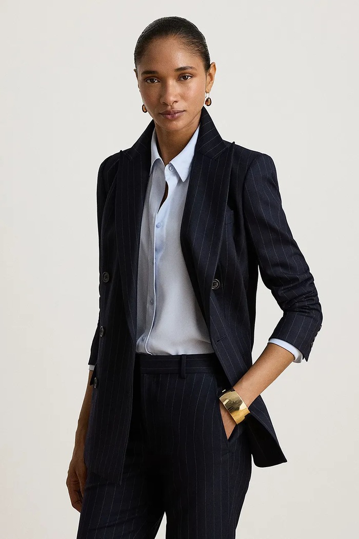 Lauren Ralph Lauren Marynarka damska z dodatkiem wełny granatowy 200B27693