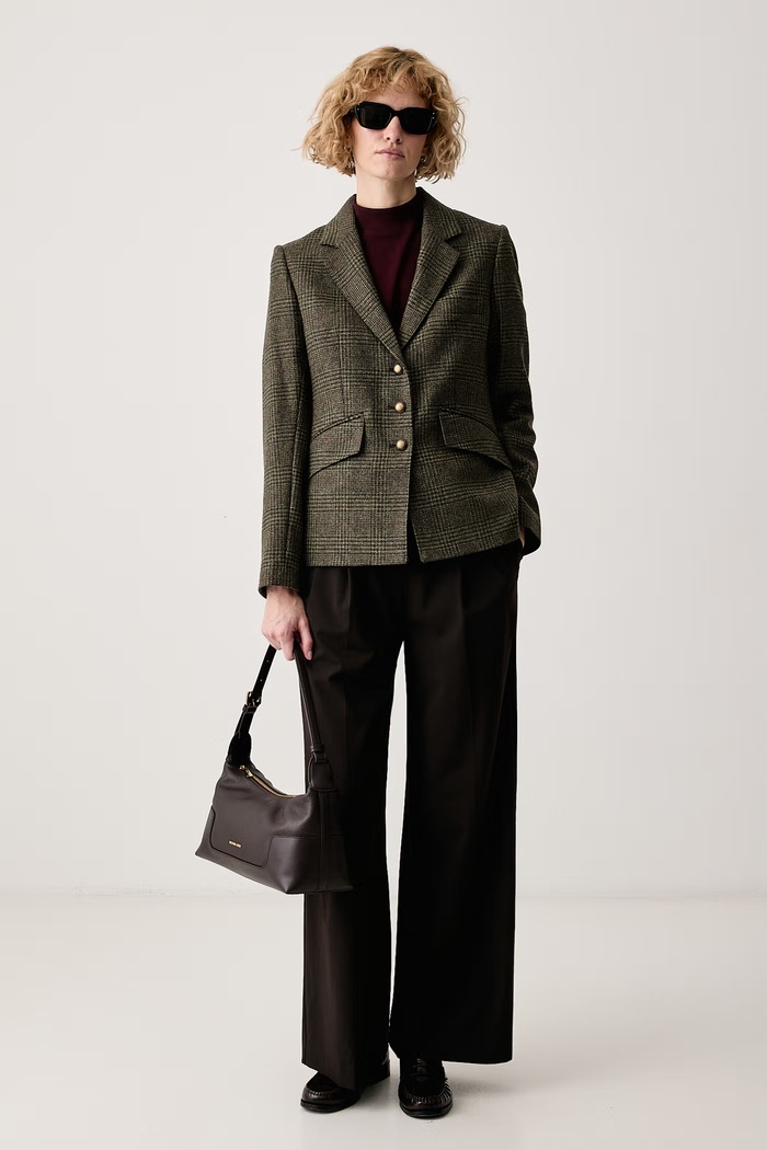 Barbour Marynarka damska wełniana LTA0135 zielony AW26