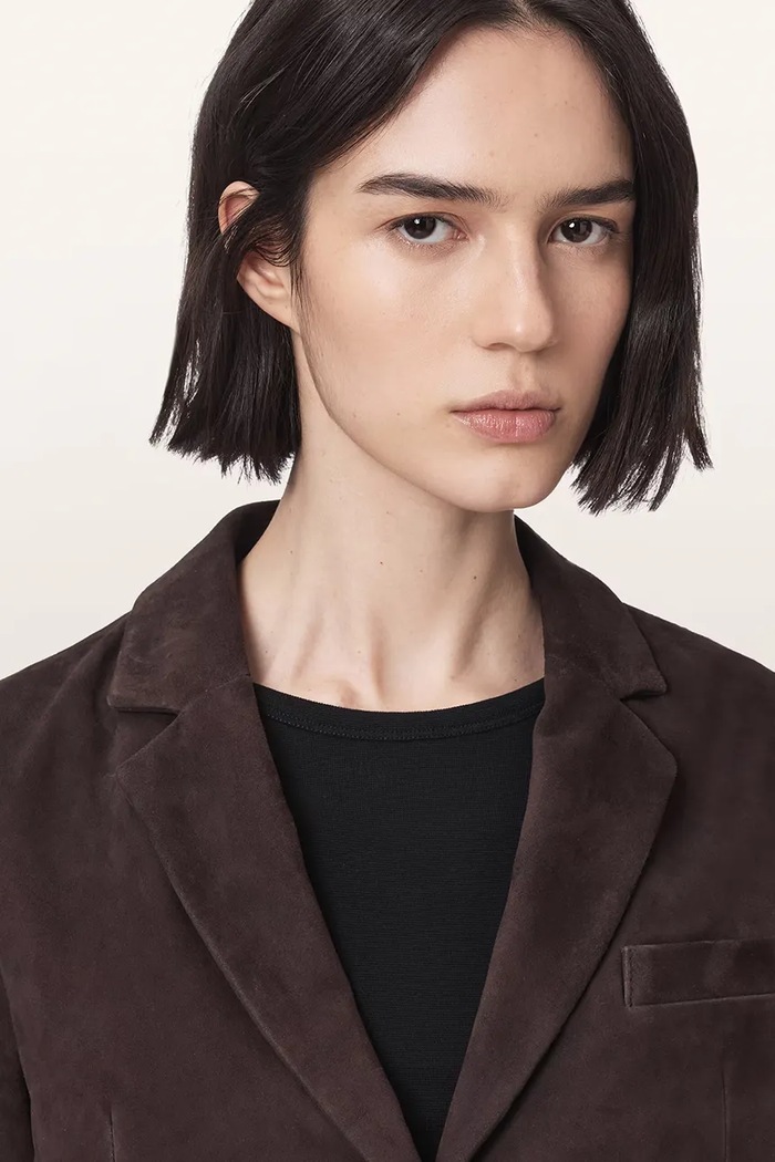 Blezer damski zamszowy APTON SUEDE AllSaints W028LF brązowy