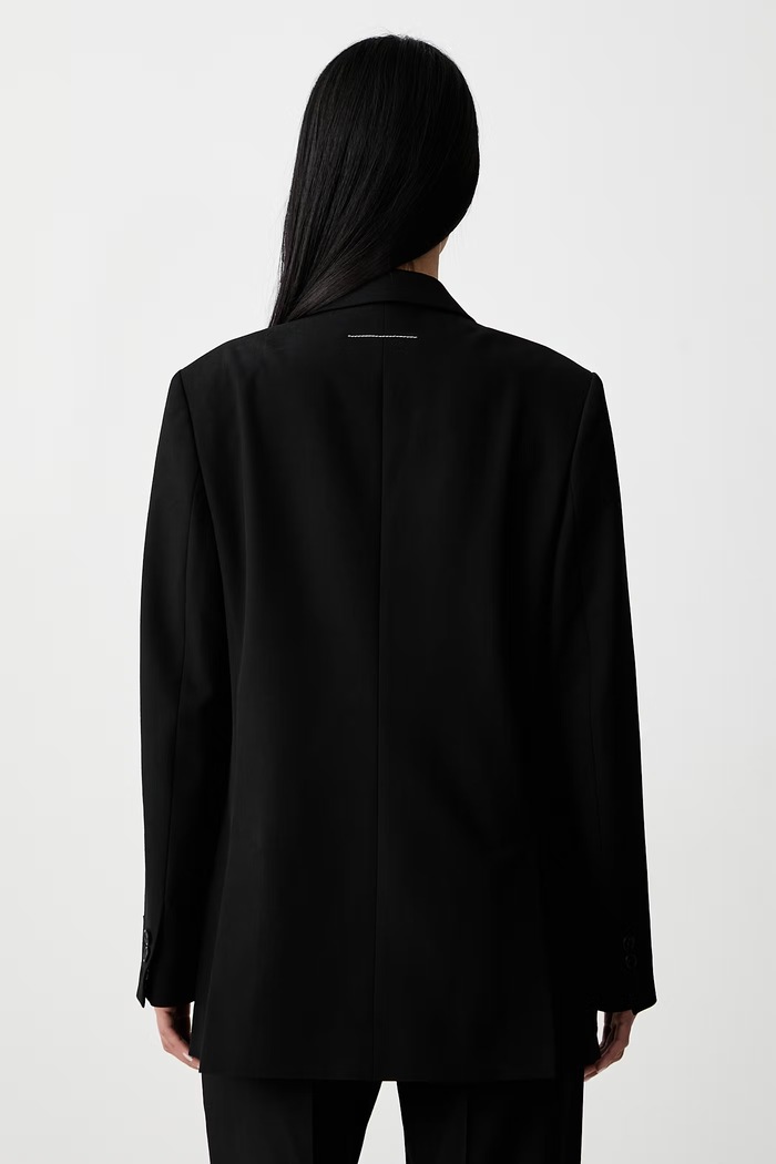 Odzież MM6 Maison Margiela marynarka dwurzędowa damska z dodatkiem wełny S52BN0144.M35436 czarny