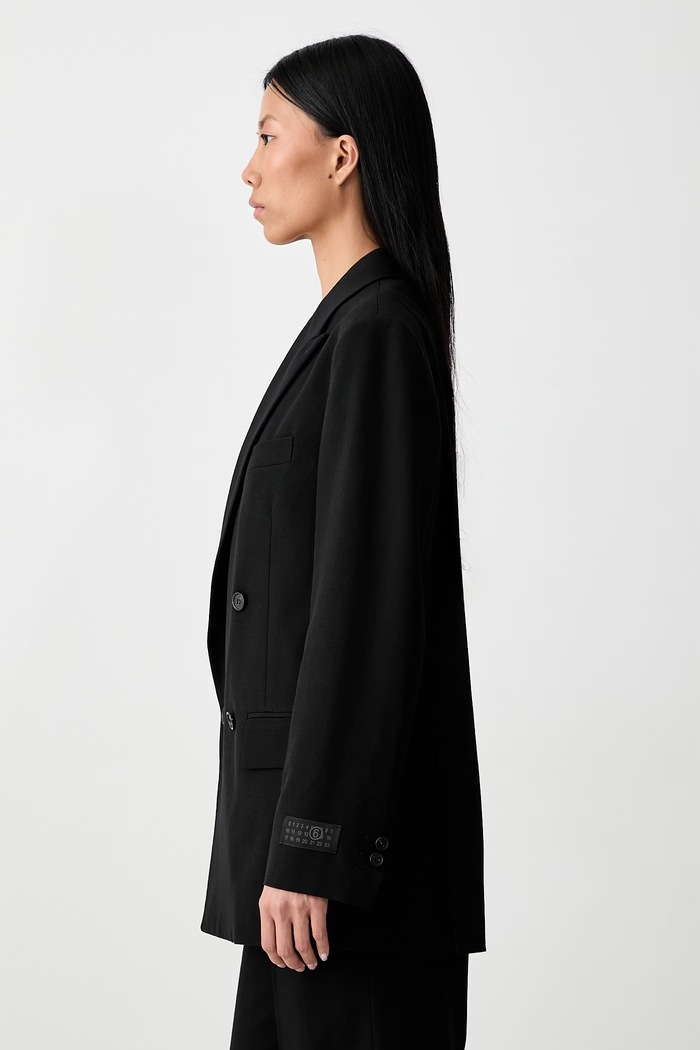 MM6 Maison Margiela marynarka dwurzędowa damska z dodatkiem wełny czarny S52BN0144.M35436