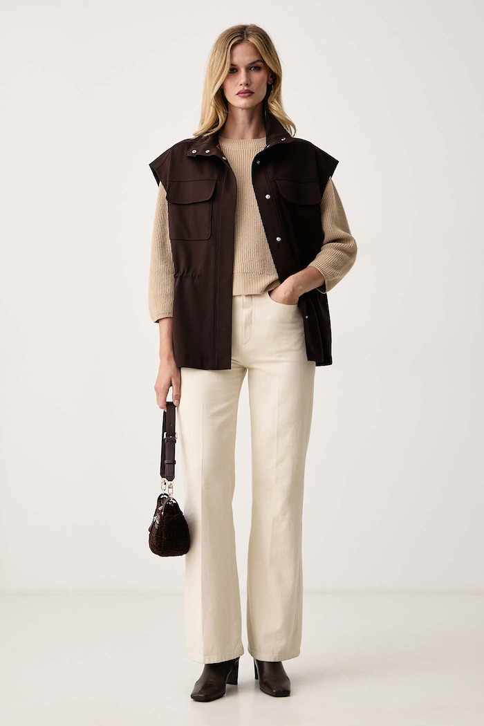 BOSS Orange Gilet da donna con viscosa C_Jaflestina 50568264 marrone AW26