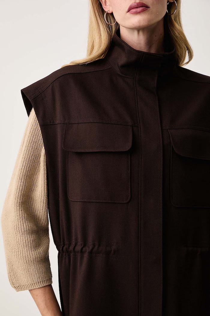 Gilet da donna con viscosa C_Jaflestina BOSS Orange 50568264 marrone