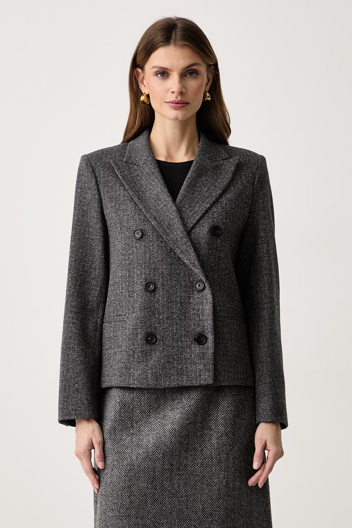 Weekend Max Mara Marynarka dwurzędowa damska z wiskozą WKDGRADO szary 2625916022600