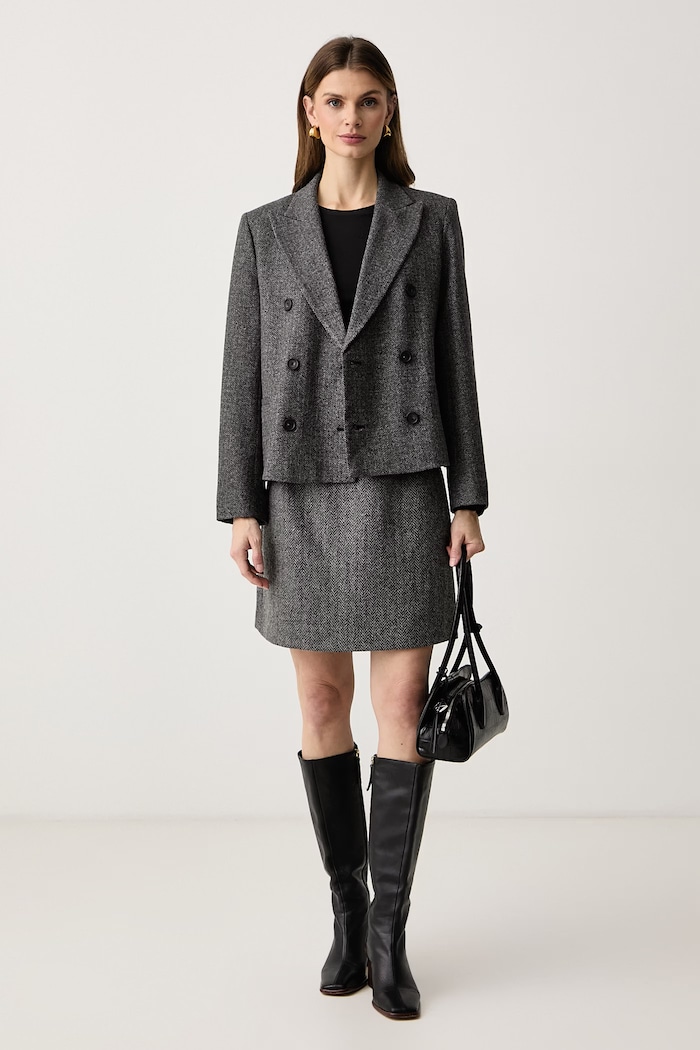 Weekend Max Mara Marynarka dwurzędowa damska z wiskozą WKDGRADO 2625916022600 szary AW26