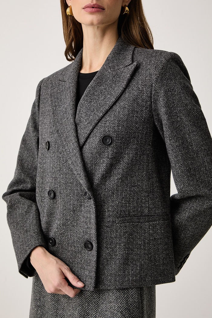 Marynarka dwurzędowa damska z wiskozą WKDGRADO Weekend Max Mara 2625916022600 szary