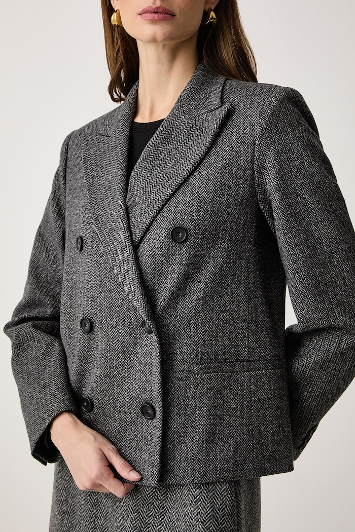 Marynarka dwurzędowa damska z wiskozą WKDGRADO Weekend Max Mara 2625916022600 szary