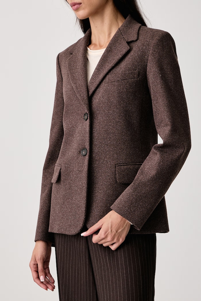 Marynarka damska z dodatkiem wełny WKDFEROCE Weekend Max Mara 2625916012600 brązowy