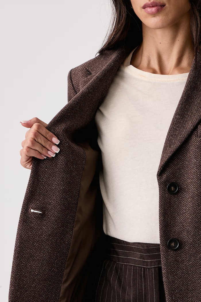 Marynarka damska z dodatkiem wełny WKDFEROCE Weekend Max Mara brązowy 2625916012600