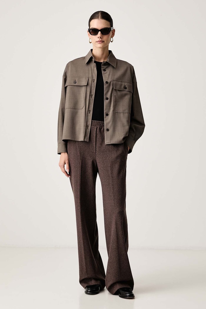 Weekend Max Mara Koszula damska z dodatkiem wełny WKDRADURA 2625046092600 brązowy AW26