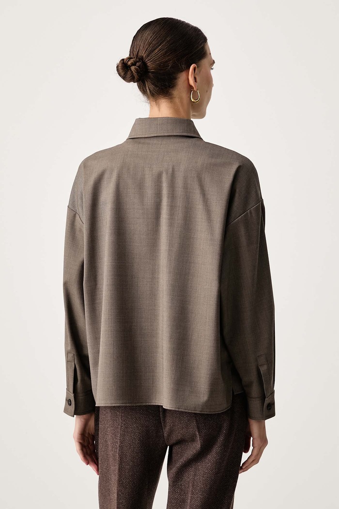 Odzież Weekend Max Mara Koszula damska z dodatkiem wełny WKDRADURA 2625046092600 brązowy
