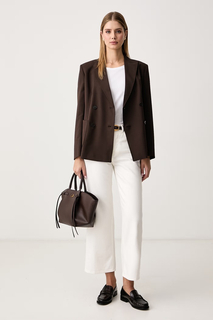 Weekend Max Mara Marynarka dwurzędowa damska wełniana WKDORNATI 2625046042600 brązowy AW26