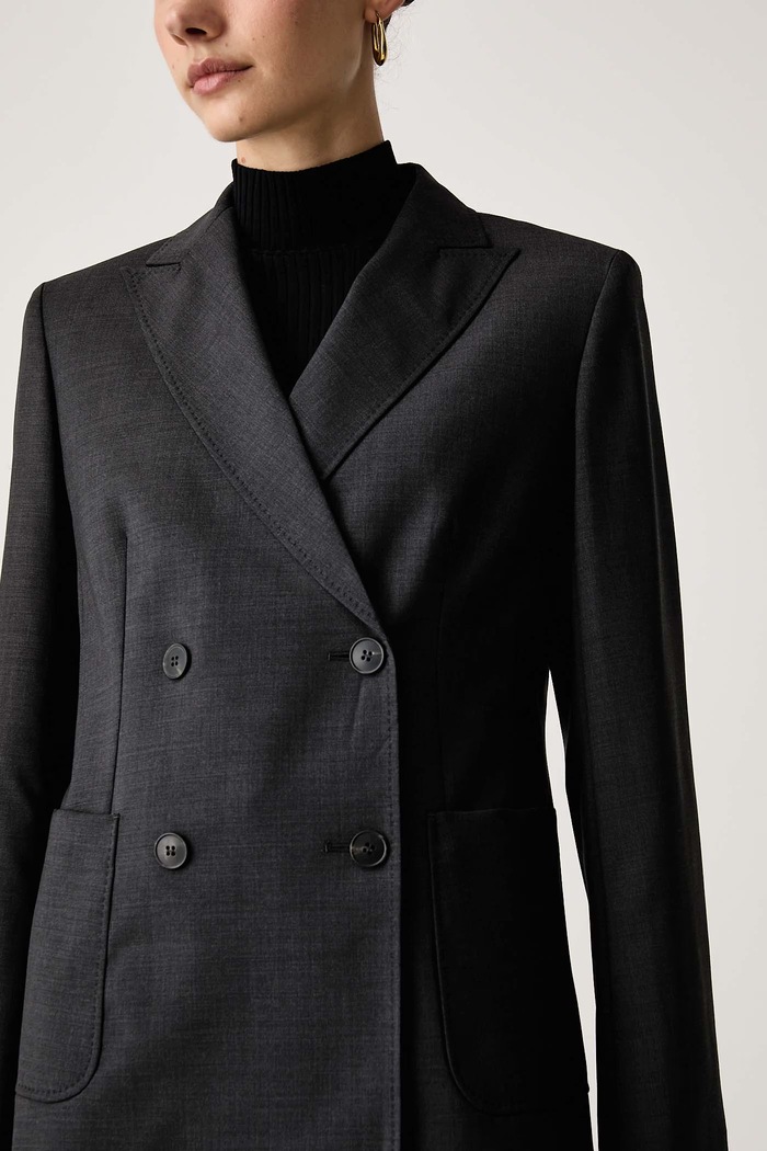 Marynarka dwurzędowa damska wełniana WKDORNATI Weekend Max Mara 2625046042600 szary