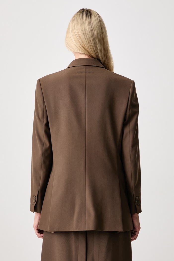 Odzież MM6 Maison Margiela marynarka dwurzędowa damska z dodatkiem wełny S52BN0160.M36020 brązowy