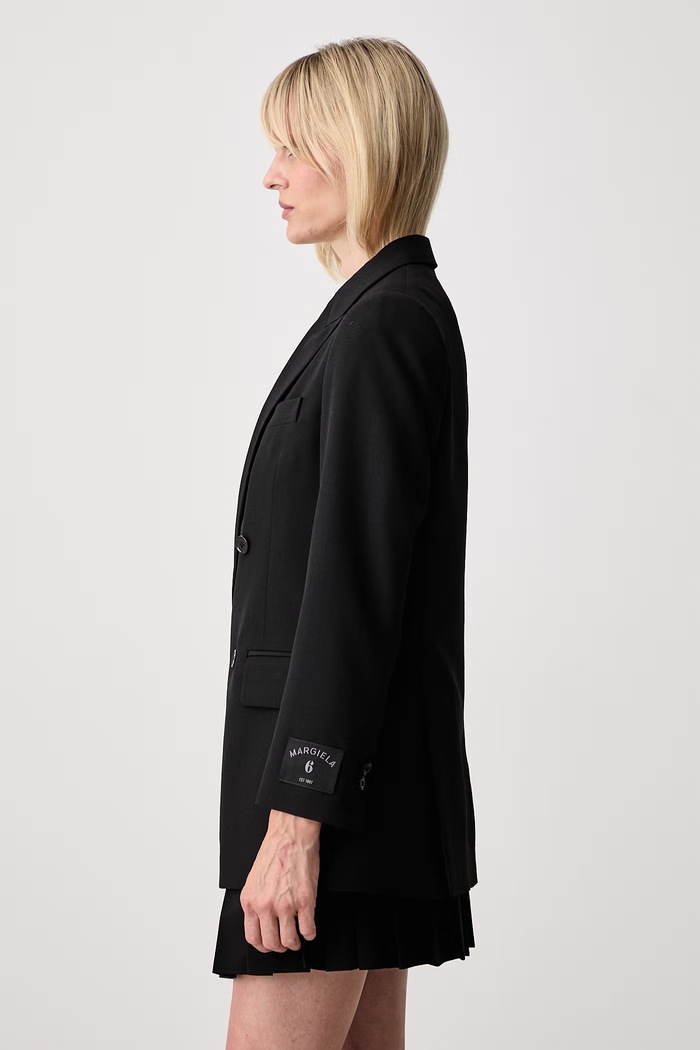 MM6 Maison Margiela marynarka dwurzędowa damska z dodatkiem wełny czarny S52BN0160.M36020