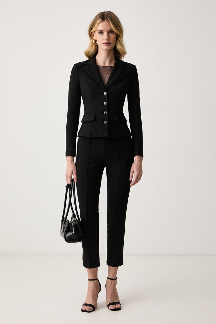 Elisabetta Franchi Marynarka jednorzędowa damska GI25367E2 czarny AW26