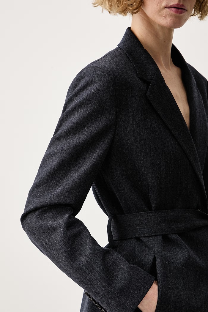 Σακάκι γυναικείο με μαλλί Calvin Klein LV044F400G γκρί