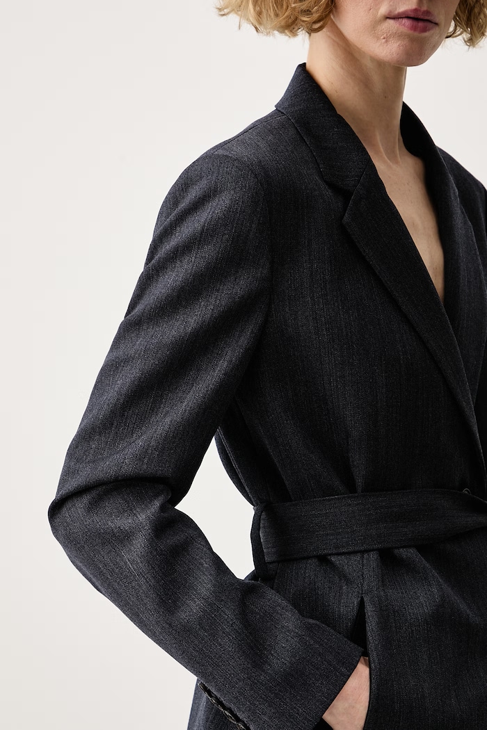 Σακάκι γυναικείο με μαλλί Calvin Klein LV044F400G γκρί