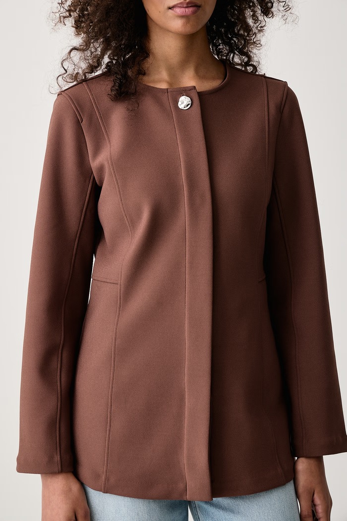 Σακάκι γυναικείο Calvin Klein LV044H216G καφέ